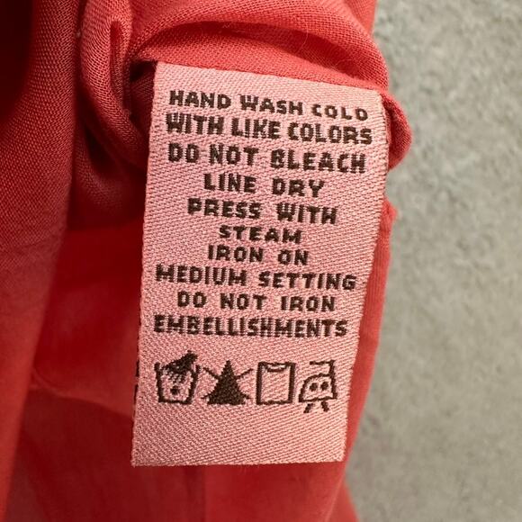 Bandolino Size 12 Cover-Up Salmon Color Embroidered Sequins Side Ties Beach - Picture 9 of 12